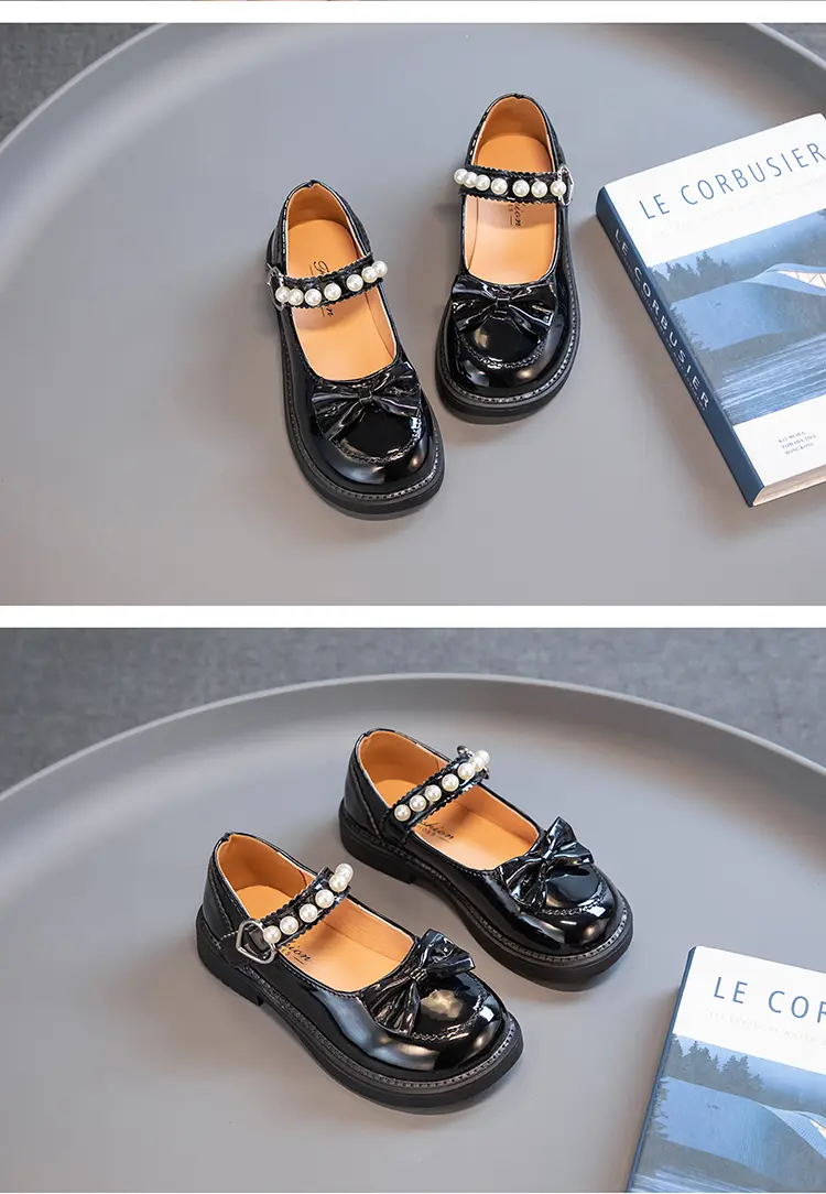Girls Pearl Bow Glitter Shoes – Charmy