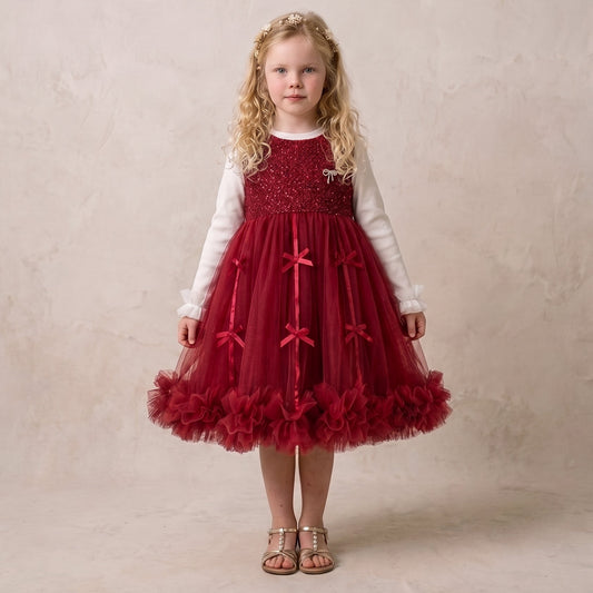 Children's Dress with Bows + Long Sleeves