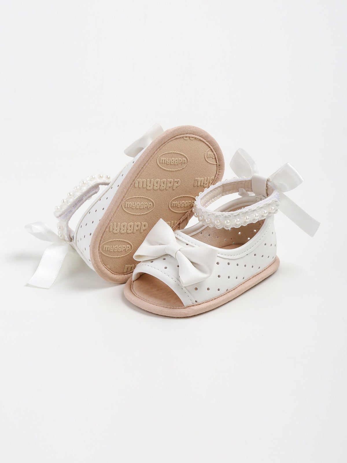 Girls' Sandals with Bow and Pearls