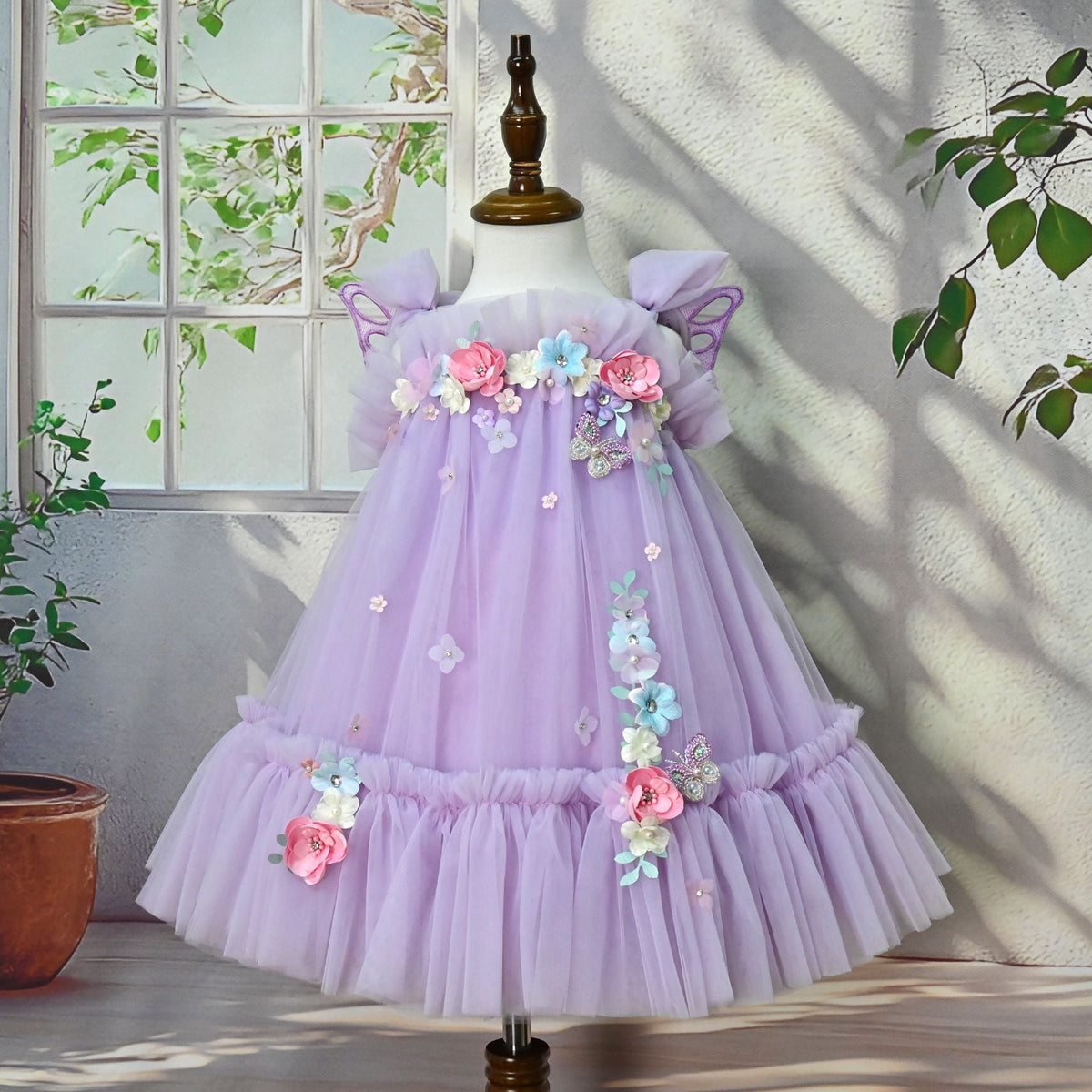 Children's Dress with Flowers and Wings