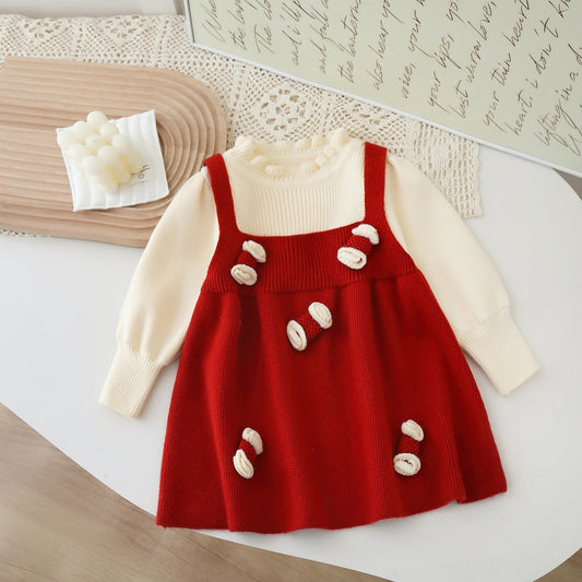 Children's Knitted Dress with Little Balls
