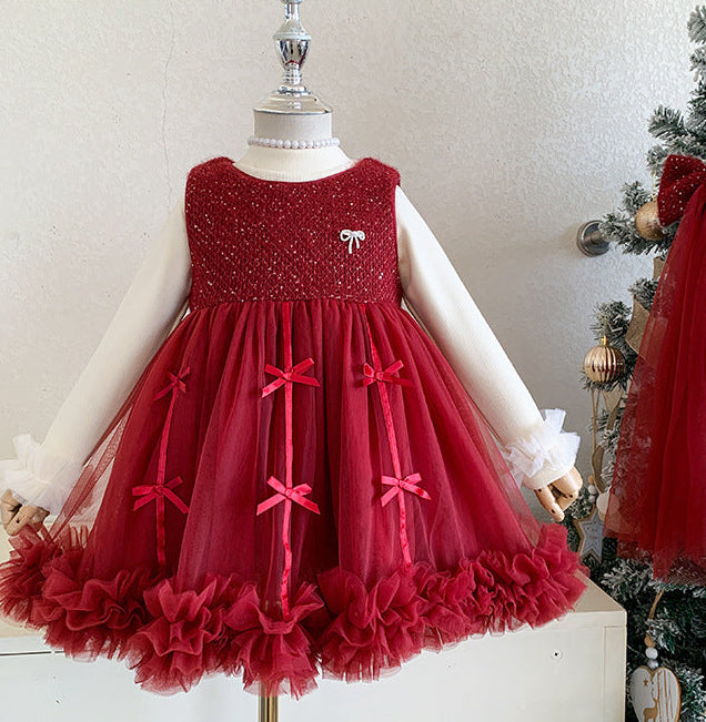Children's Dress with Bows + Long Sleeves