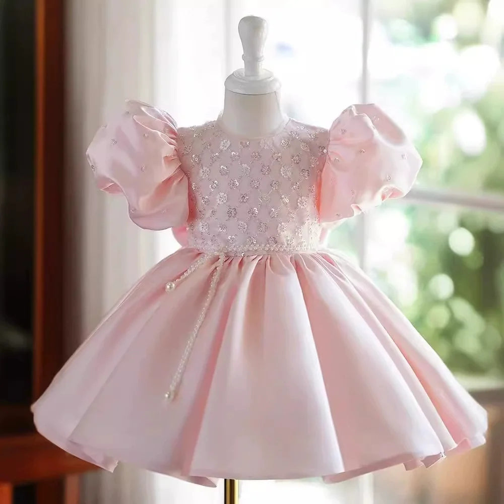 Pink Sequin Children's Party Dress