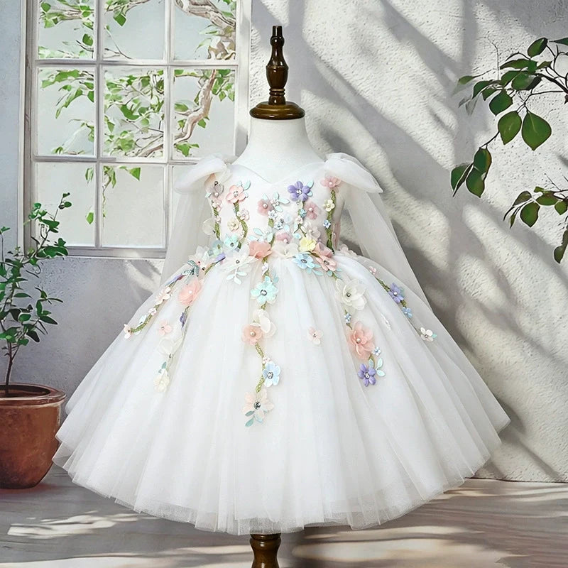 Girls' Party Dress with Small Flowers