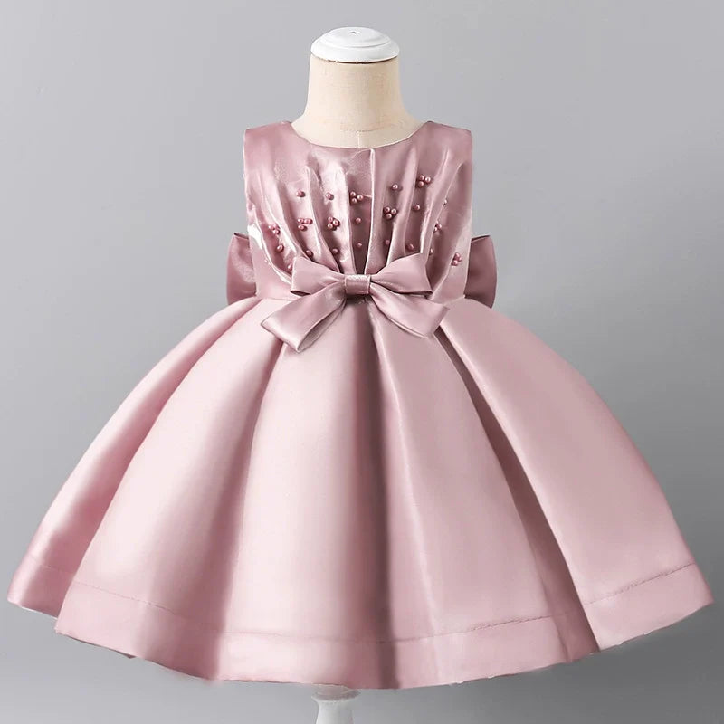 Children's Party Dress with Pearls and Bow