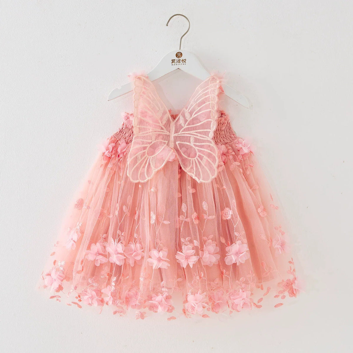 Tulle Dress With Flowers And Little Wings
