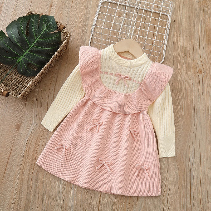Children's Knitted Dress with Bows