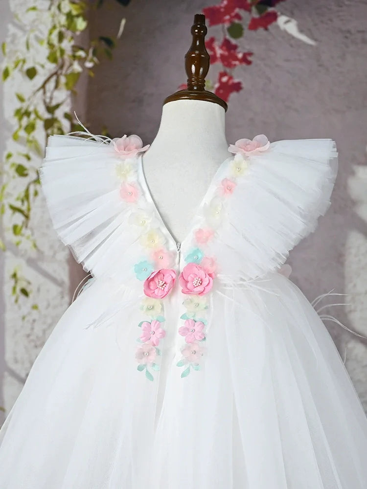 Enchanting Floral White Dress for Girls