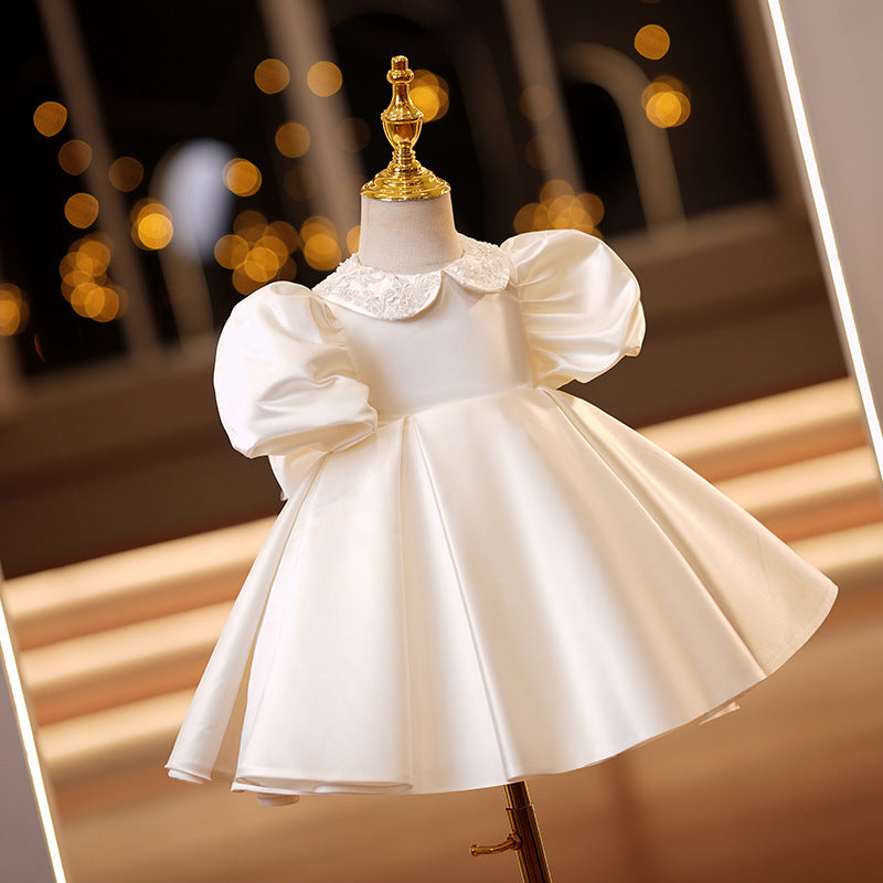 TulleLuce Vestido de Festa Infantil com Gola Bufante Branco