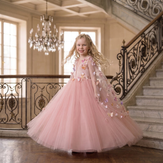 Children's Flower Tulle Party Dress