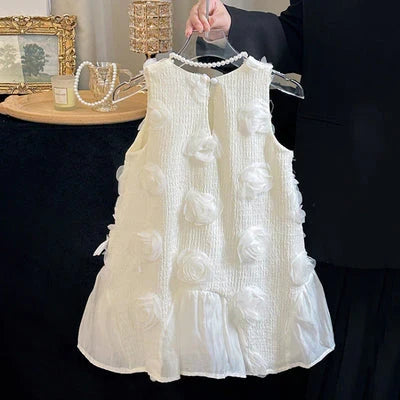 Beige Flower Children's Dress