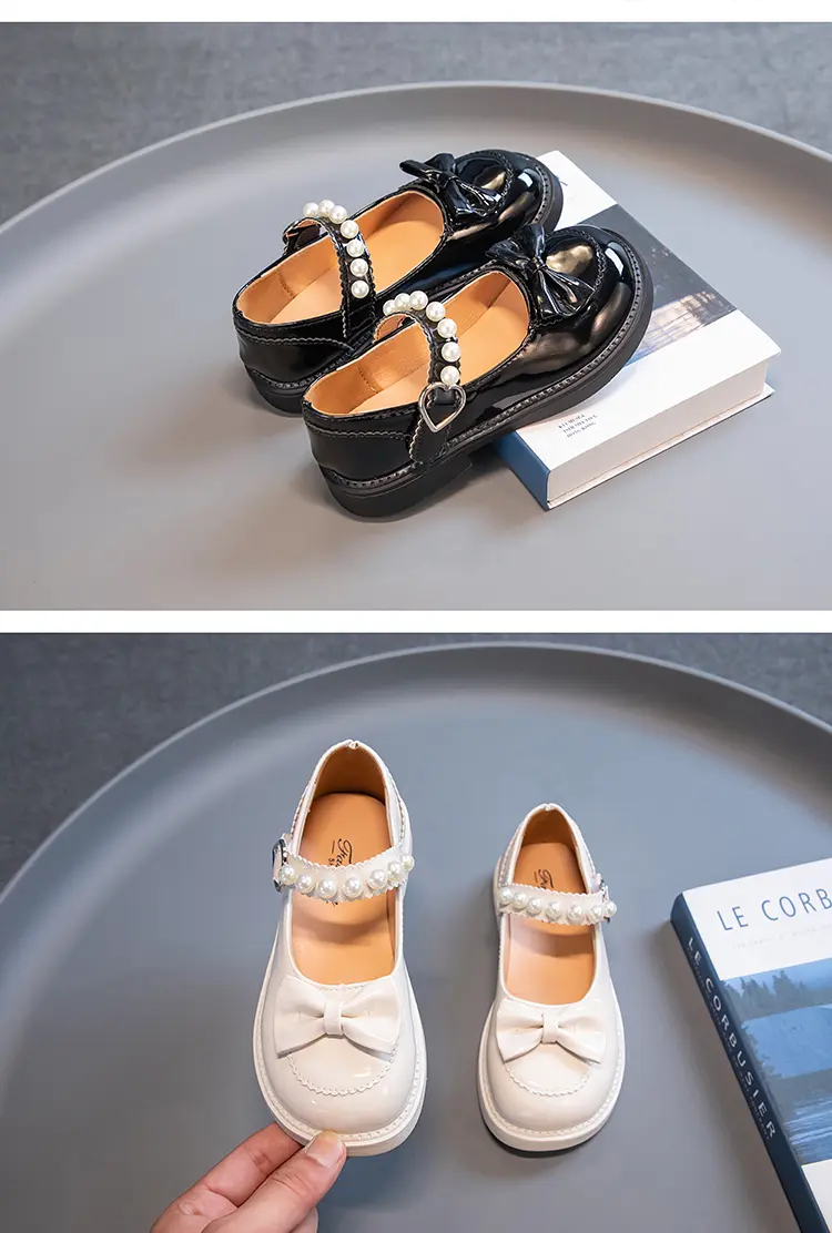 Girls Pearl Bow Glitter Shoes – Charmy