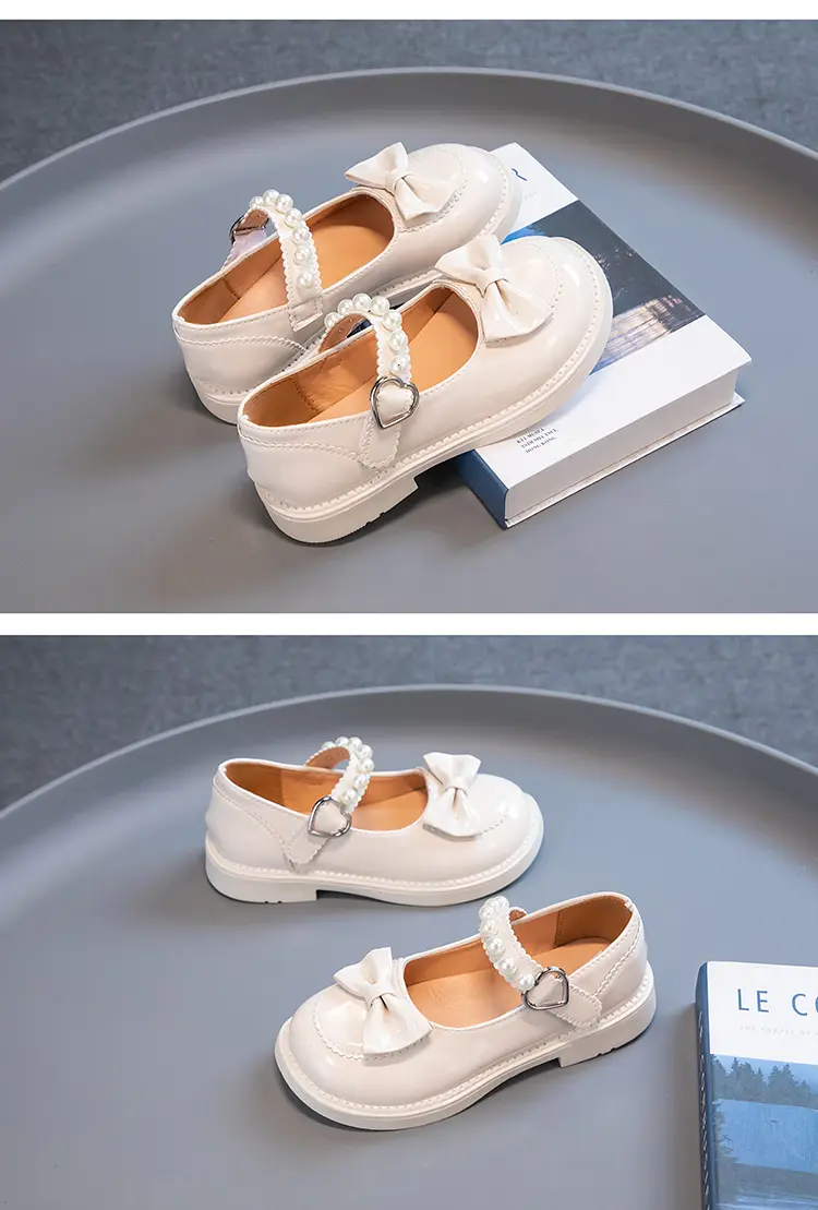 Girls Pearl Bow Glitter Shoes – Charmy