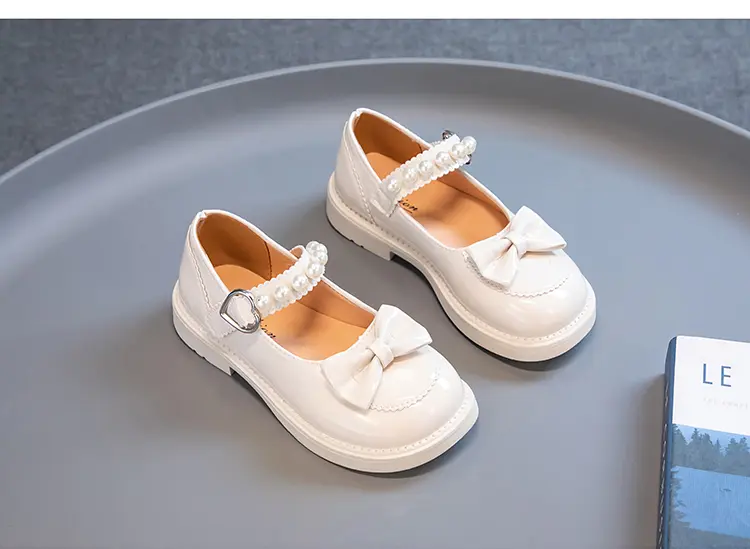 Girls Pearl Bow Glitter Shoes – Charmy