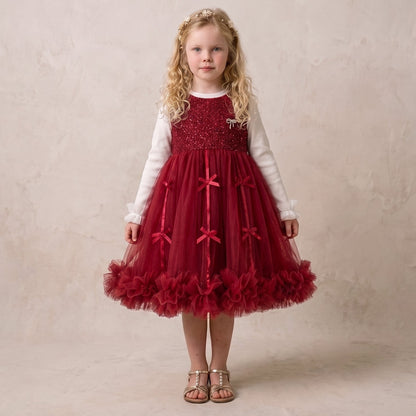 Children's Dress with Bows + Long Sleeves