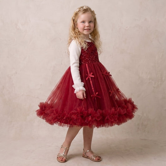 Children's Dress with Bows + Long Sleeves