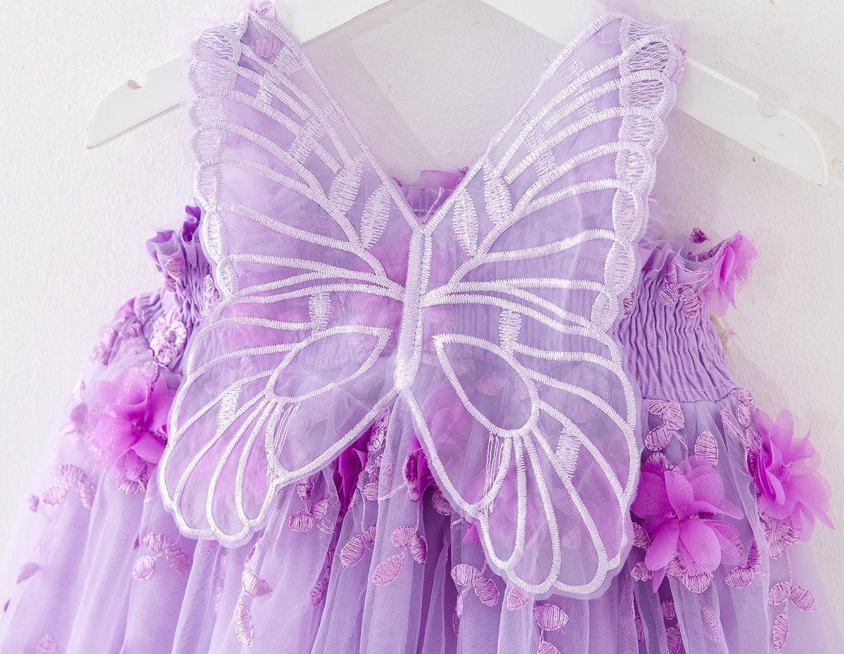 Tulle Dress With Flowers And Little Wings