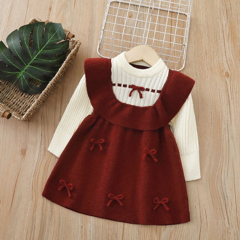 Children's Knitted Dress with Bows