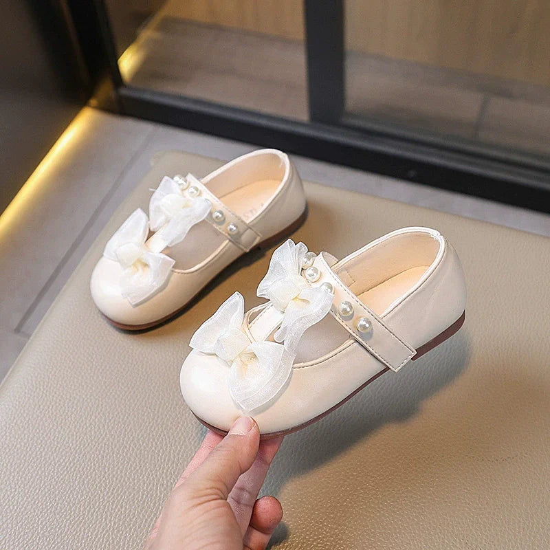 Girls Pearl Bow Shoes – Charmy