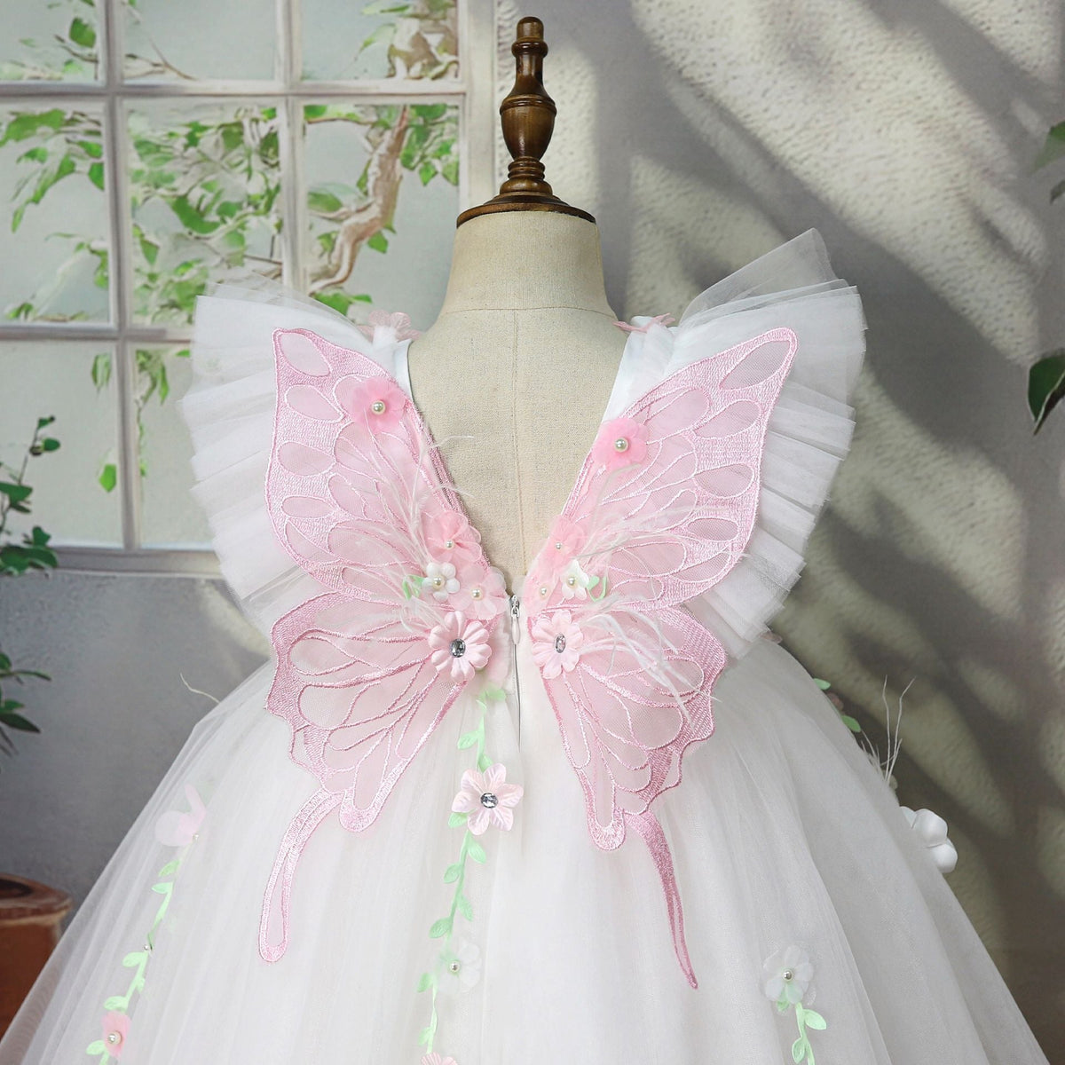 White Floral Party Dress for Girls