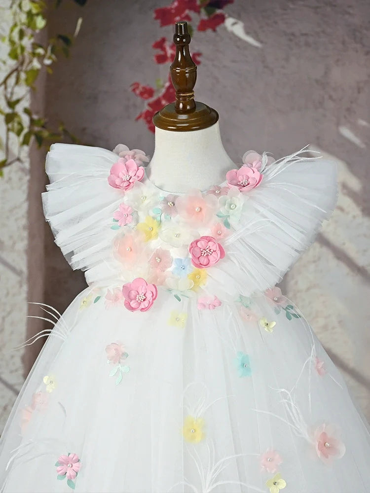 Enchanting Floral White Dress for Girls