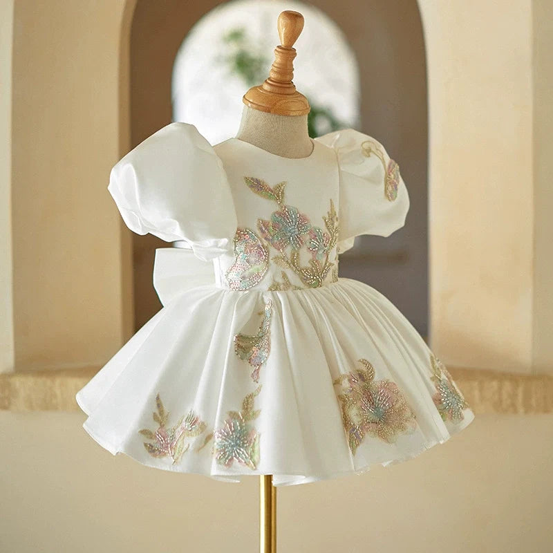 Children's Dress with Sparkling Flowers