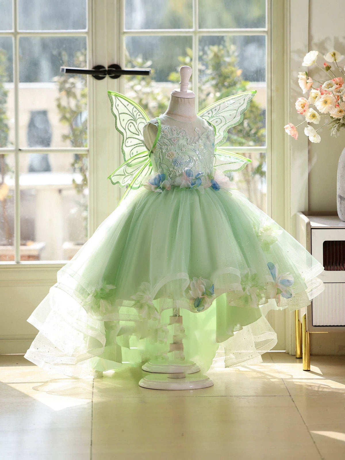 Green Party Dress with Wings