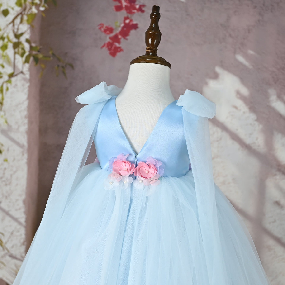 Blue Floral Party Dress for Girls