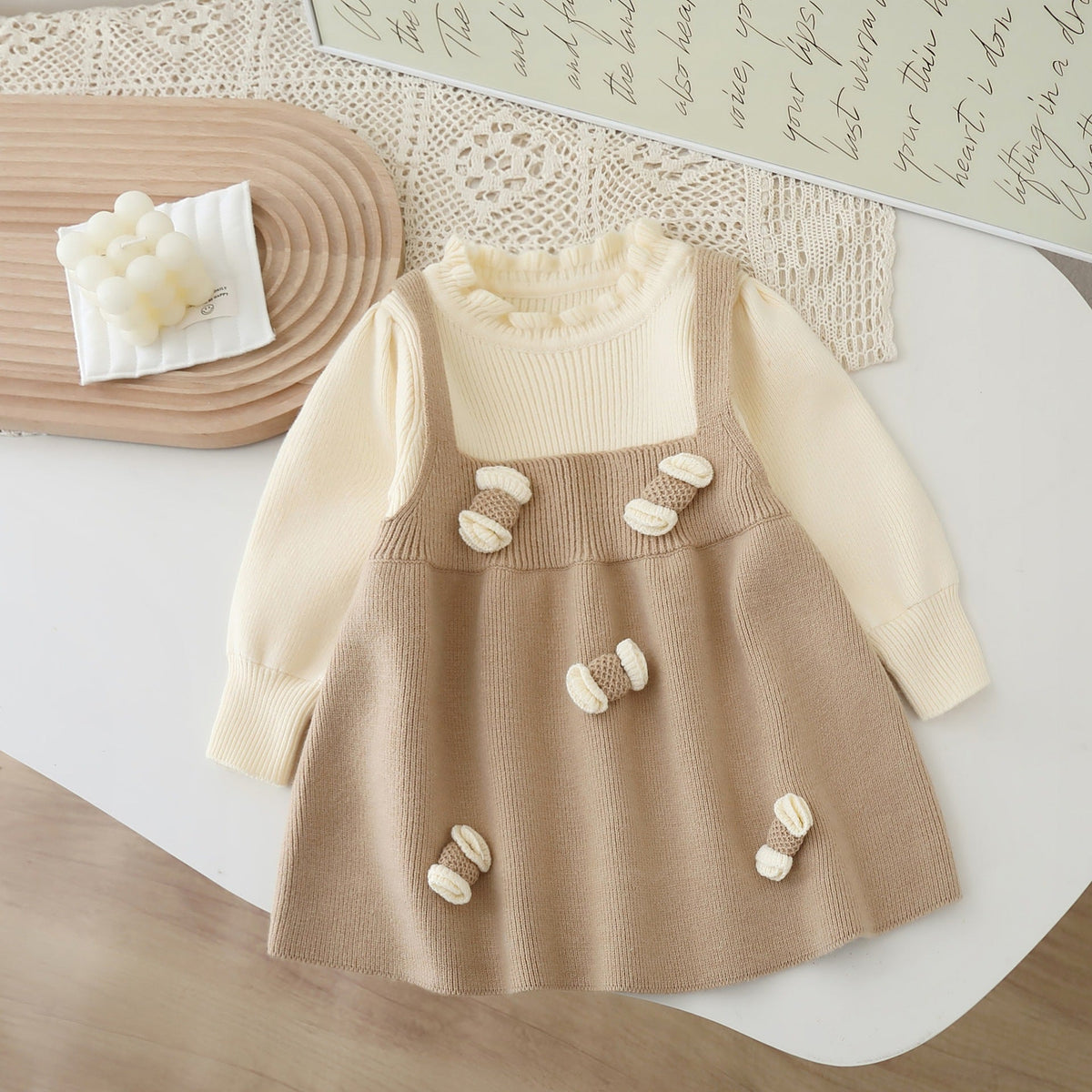 Children's Knitted Dress with Little Balls