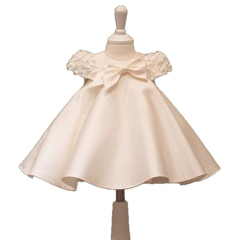 Children's Dress with Bow and Flower Sleeves