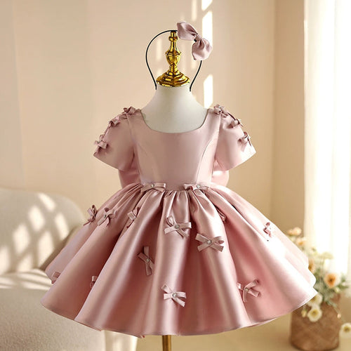 Pink Children's Party Dress with Bows