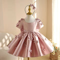 Vestido Infantil De Festa Rosa Com Lacos