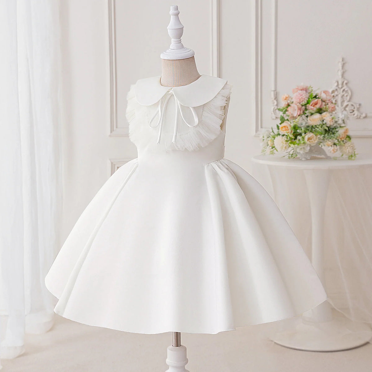 White Children's Dress with Collar