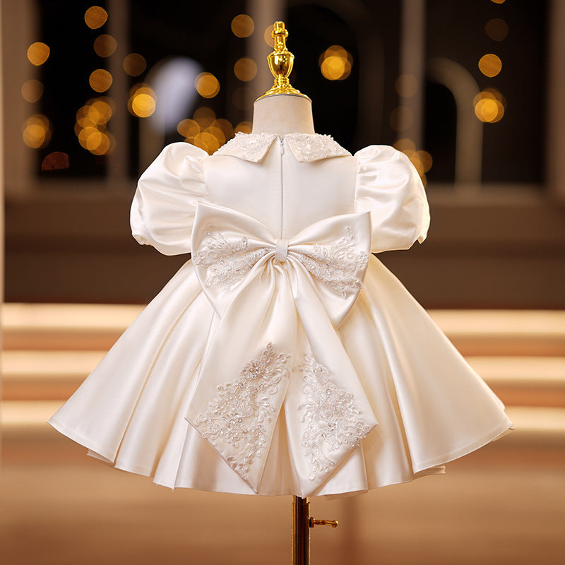 TulleLuce Vestido de Festa Infantil com Gola Bufante Branco