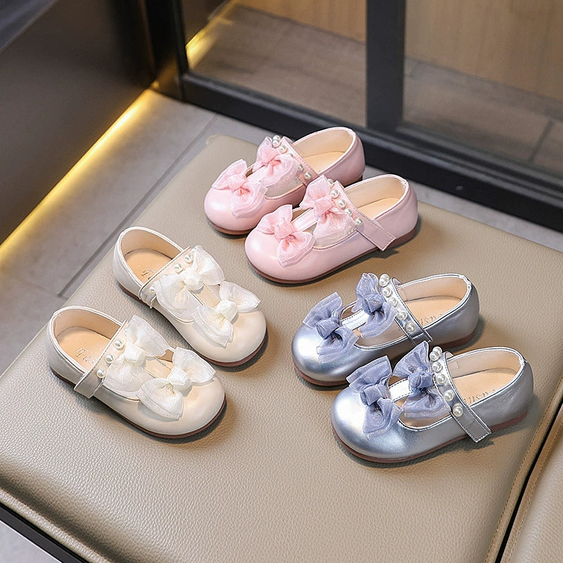 Girls Pearl Bow Shoes – Charmy