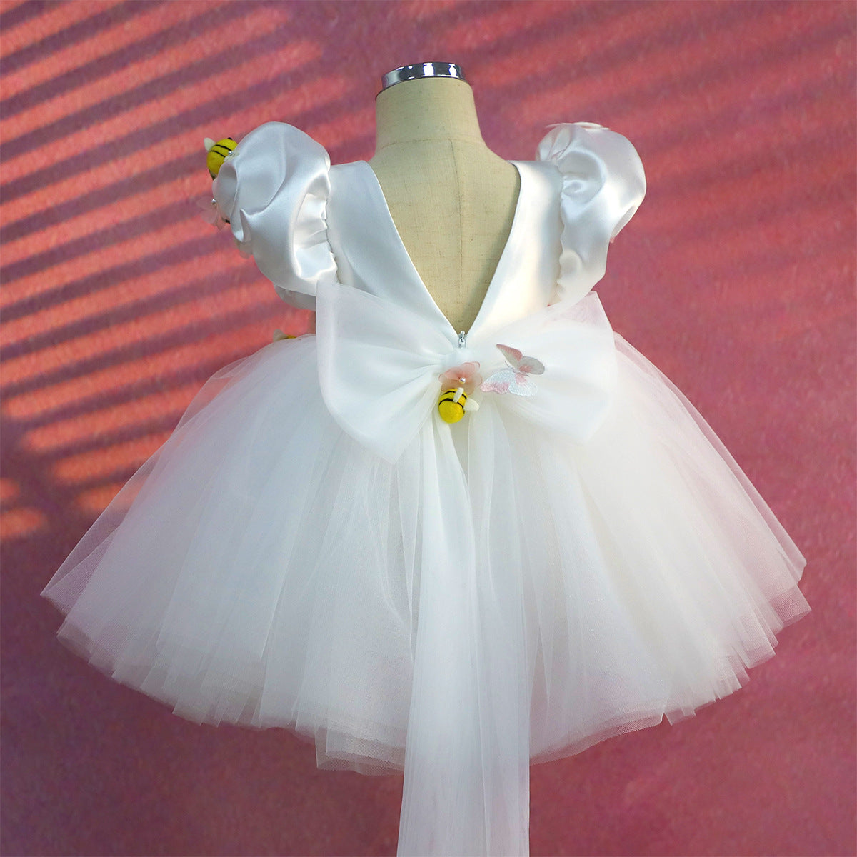 White Children's Dress with Little Bees