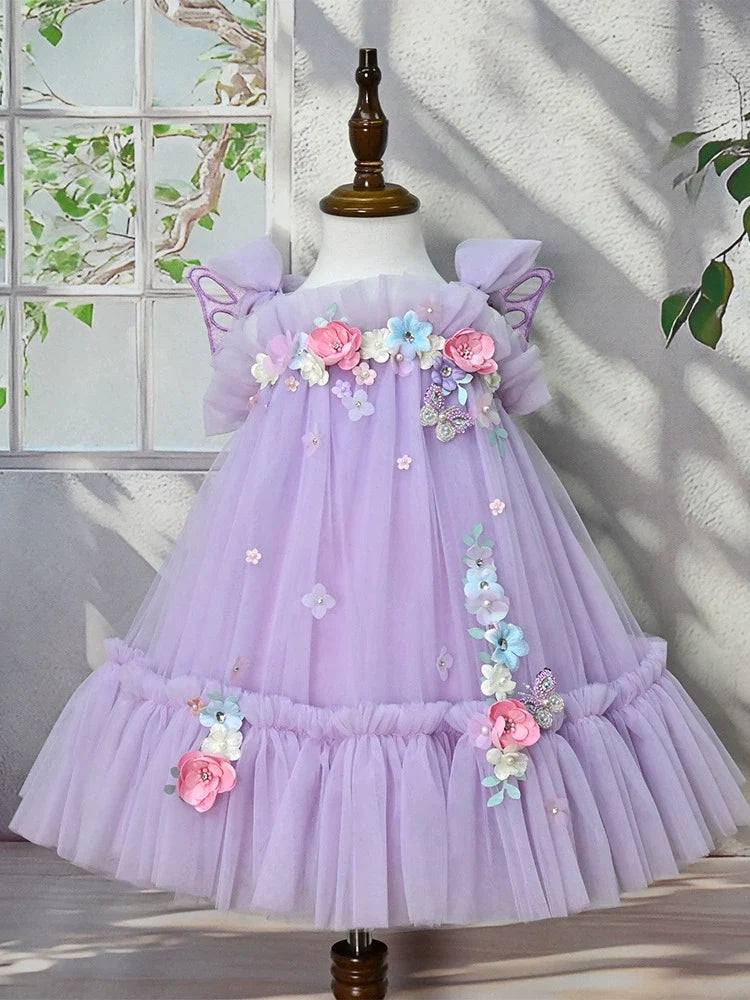 Children's Dress with Flowers and Wings