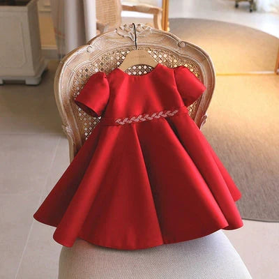 Children's Satin Dress with Belt