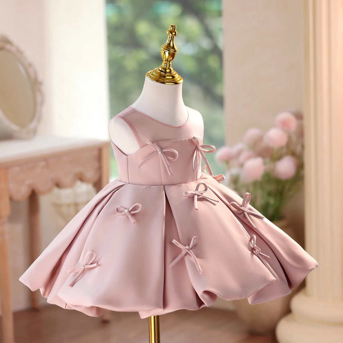 TulleLuce Vestido Infantil Rosa com Laços