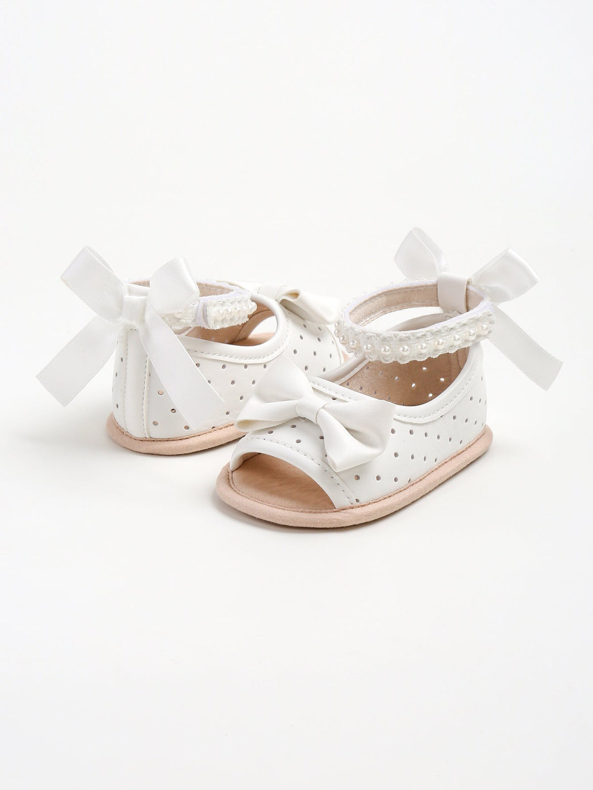 Girls' Sandals with Bow and Pearls