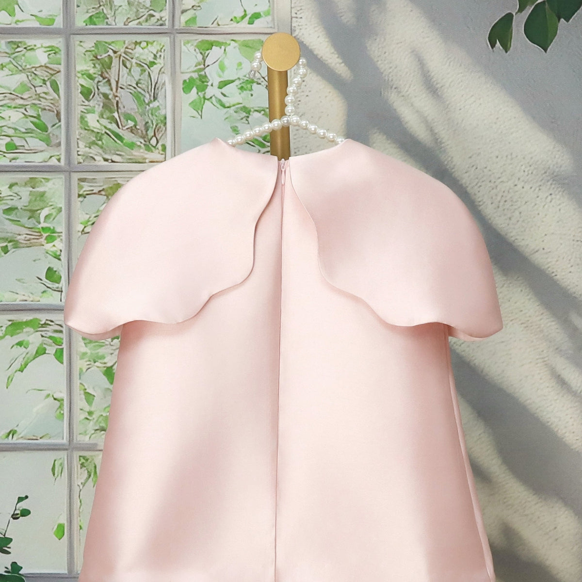 Floral dress for girls with tulle trim.