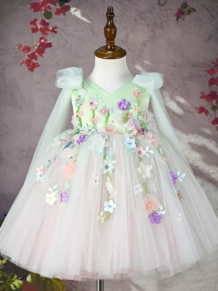 Girls' Party Dress with Small Flowers
