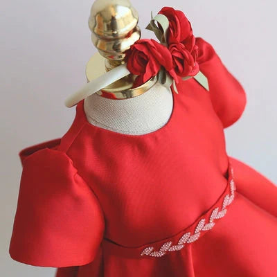 Children's Satin Dress with Belt