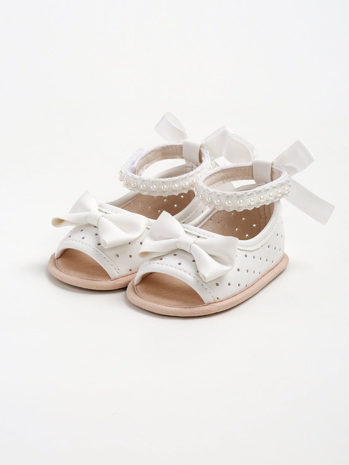 Girls' Sandals with Bow and Pearls