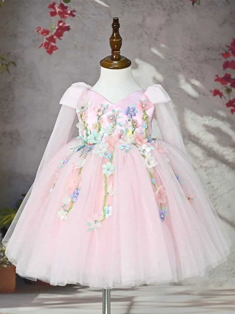 Girls' Party Dress with Small Flowers