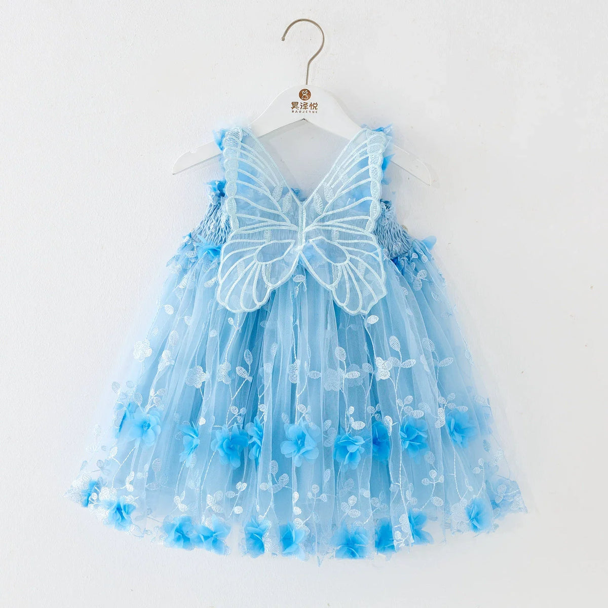 Tulle Dress With Flowers And Little Wings