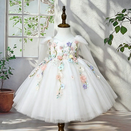 Girls' Party Dress with Small Flowers