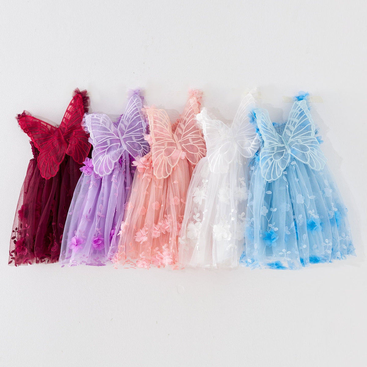 Tulle Dress With Flowers And Little Wings