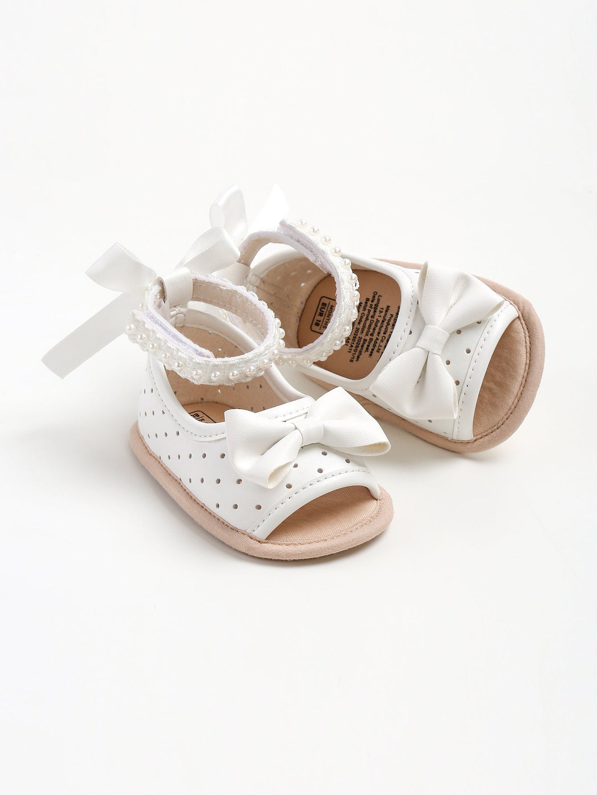 Girls' Sandals with Bow and Pearls