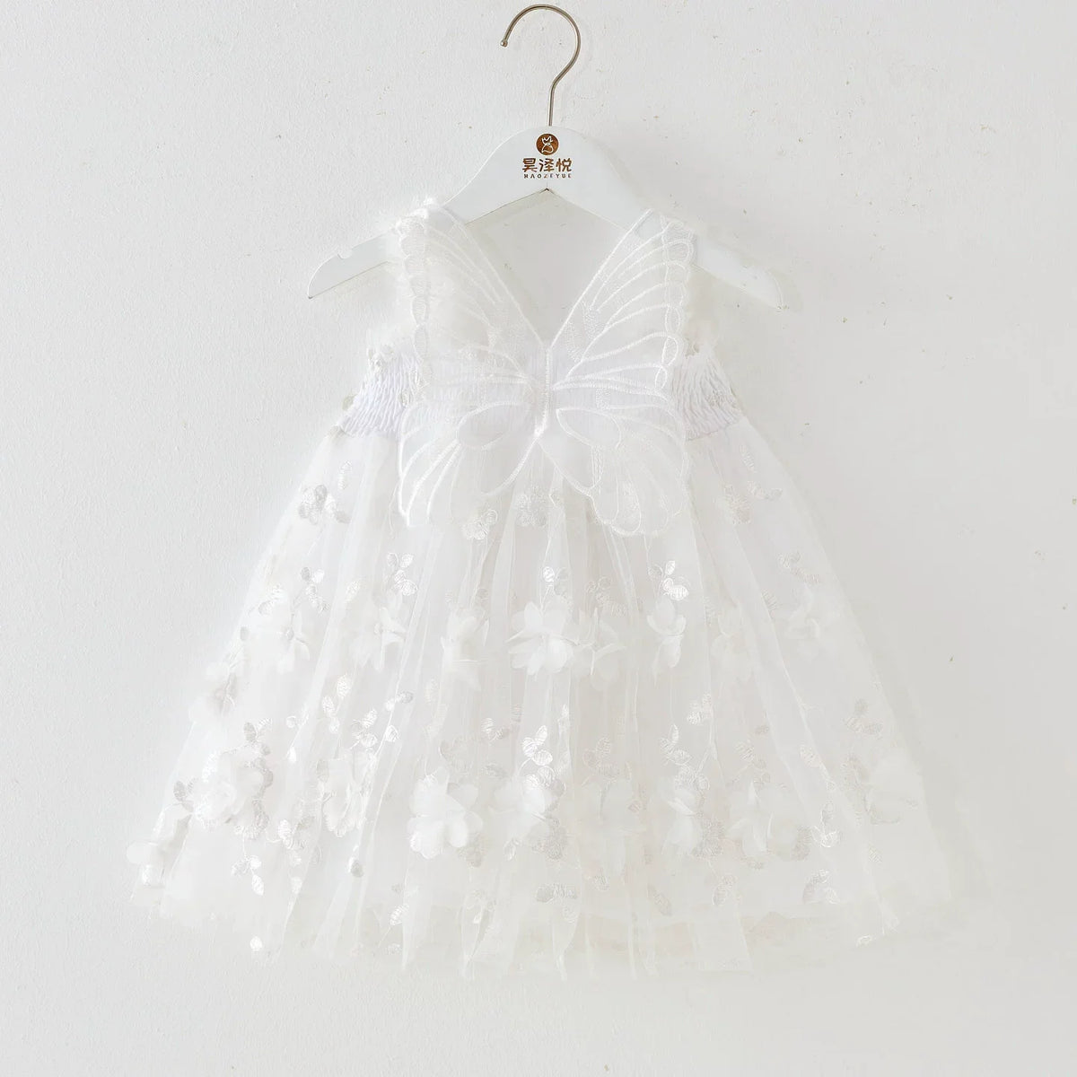 Tulle Dress With Flowers And Little Wings